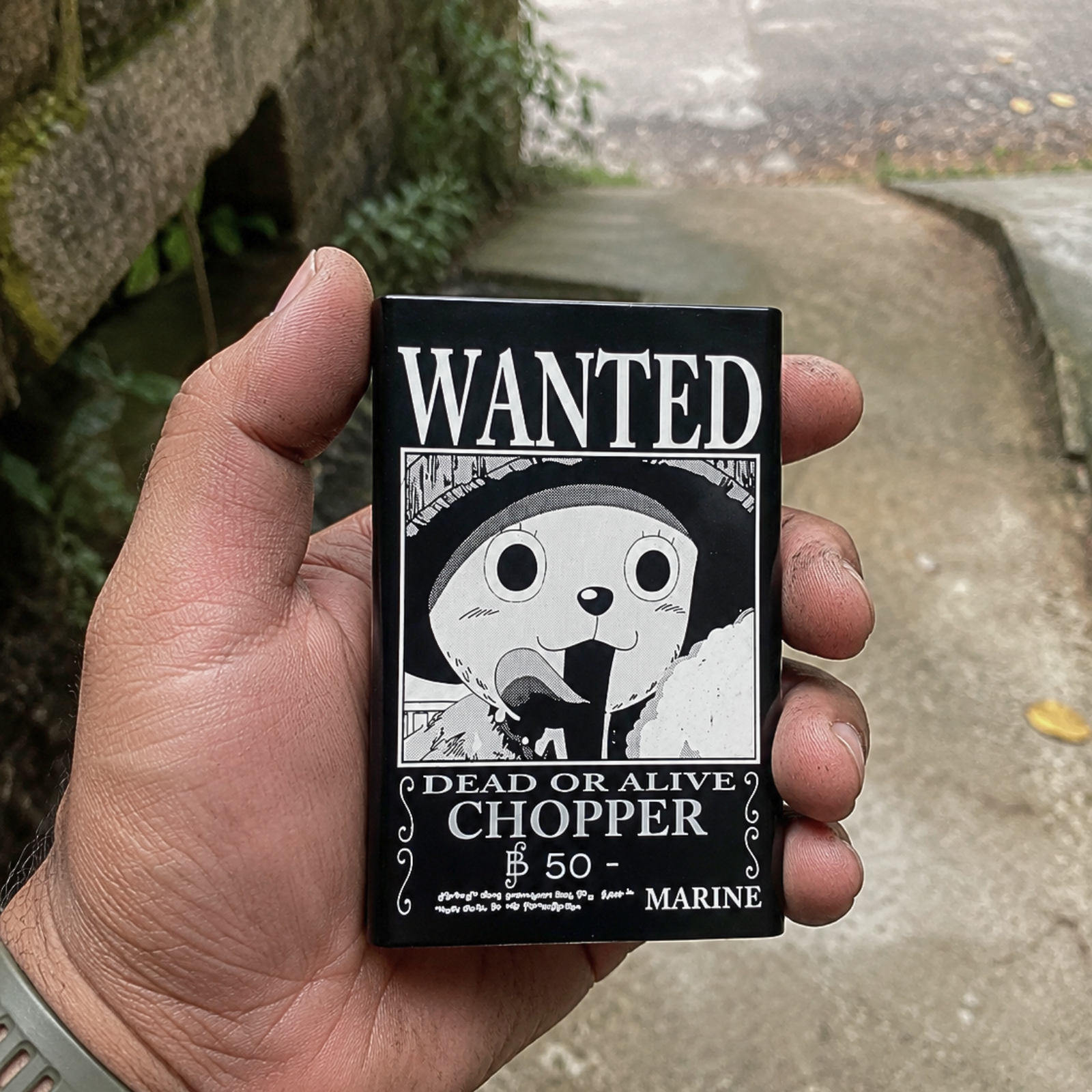 Wanted poster case close-up image